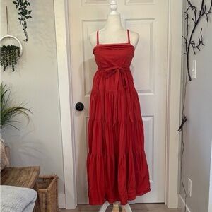 Anthropologie Edme & Estylle Red Tiered Maxi Dress